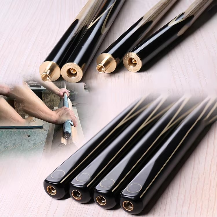 TQG-24 Custom Professional Snooker Cue Stick Jianying Ash Wood with Ebony Butt Sleeve and Stainless Steel Joint