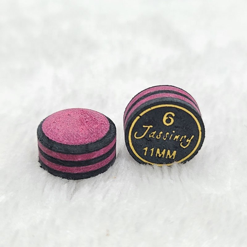 Jassinry colorful 11mm Black and pink Pool cue tips 6layers pigskin in free hardness billiard snooker tips Billiard accessories