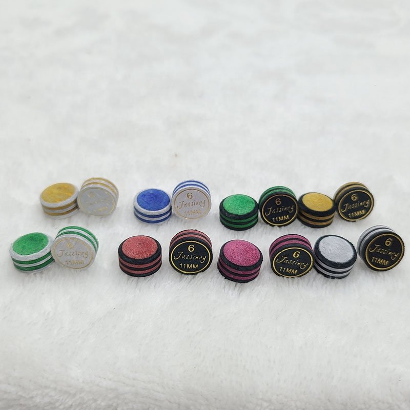 Jassinry colorful 11mm Black and pink Pool cue tips 6layers pigskin in free hardness billiard snooker tips Billiard accessories