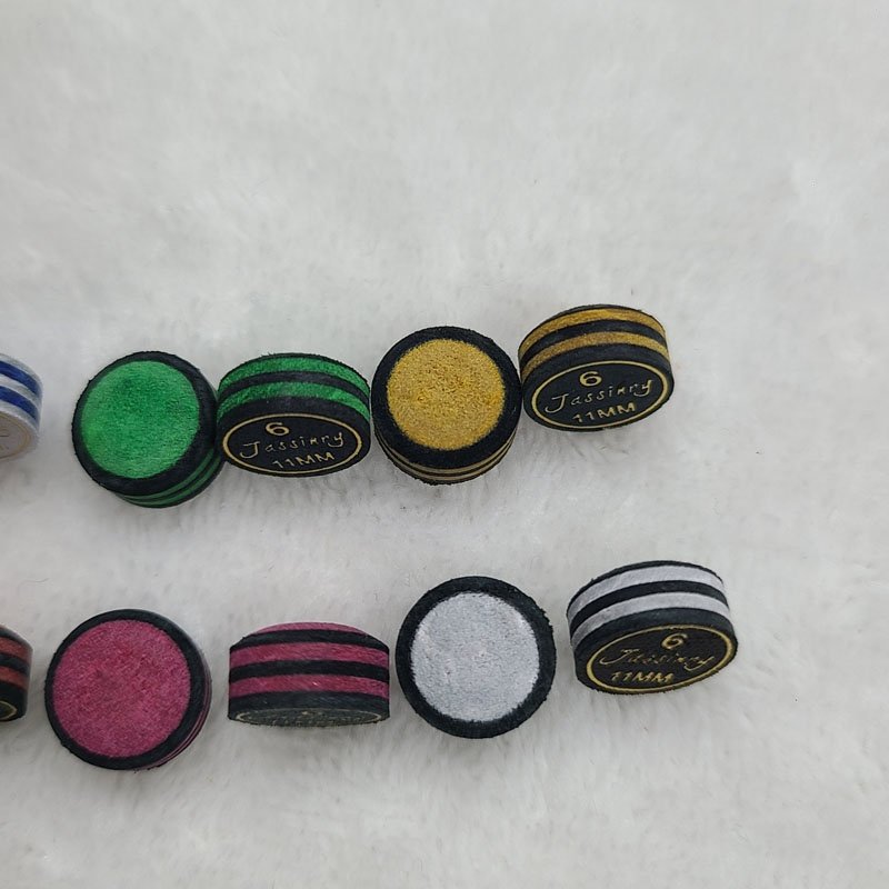 Jassinry colorful 11mm Black and pink Pool cue tips 6layers pigskin in free hardness billiard snooker tips Billiard accessories
