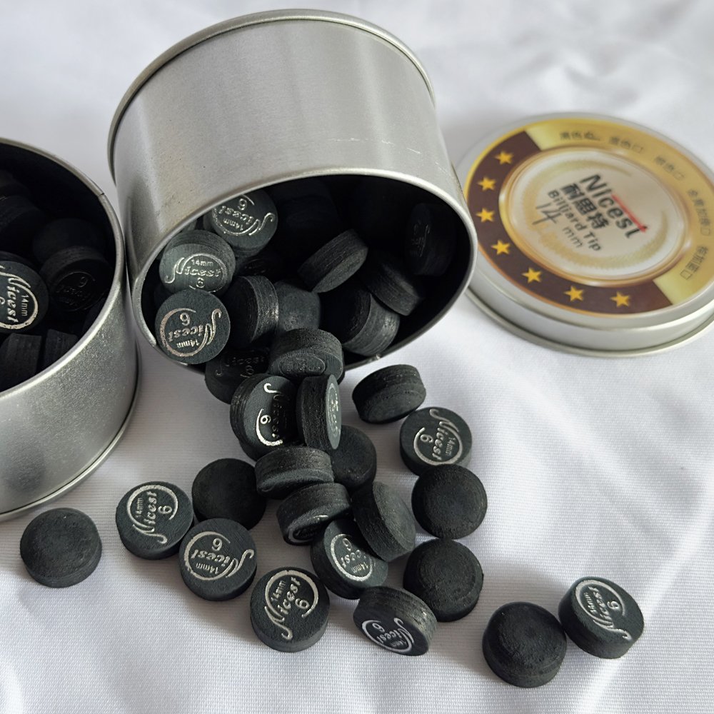PROMOTIONAL STYLE 6 layers Nicest High Quality Multi Layer single black Color Leather Billiard Cue Tips 14MM For Sale