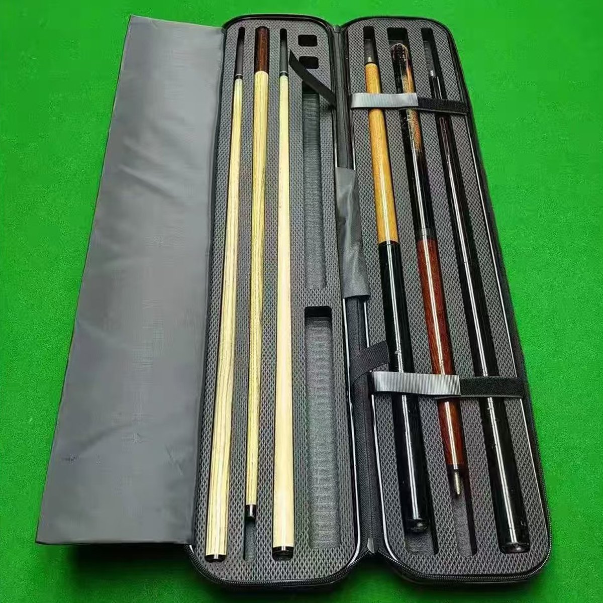Factory Custom Logo Waterproof Cue Stick Bag 3 Butts 3 Shafts OEM Eva Billiards Cue Case with Custom Logo for Snooker & Billiard
