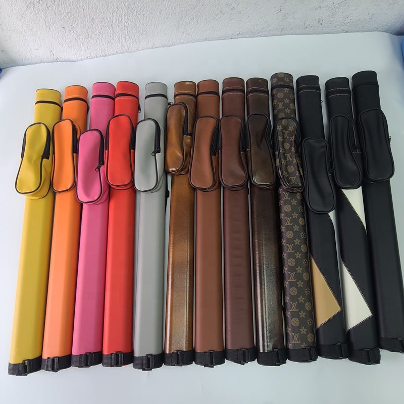 Xmlivet New colorful 2 holes PU leather Pool billiard cue case wholesale 1Butt 1shaft for 1/2 split 9 balls Billiard accessories