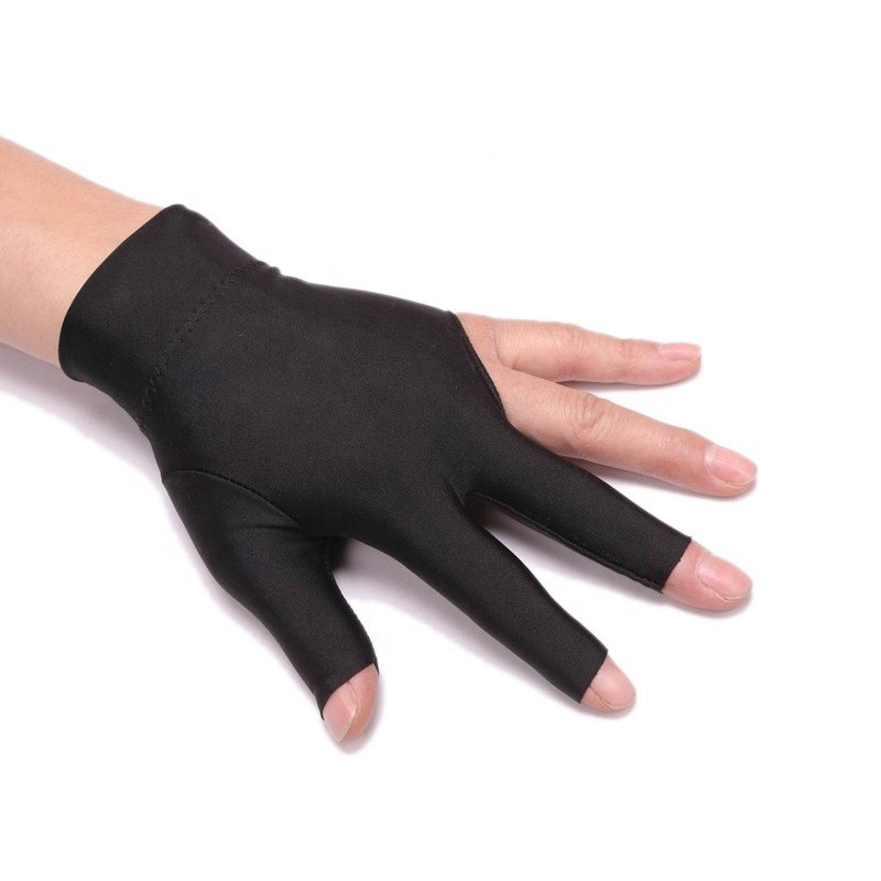 Indoor Outdoor Three Finger Anti Sweat Spandex Non Slip Open Pool Sports Cue Billiard Snooker Gloves