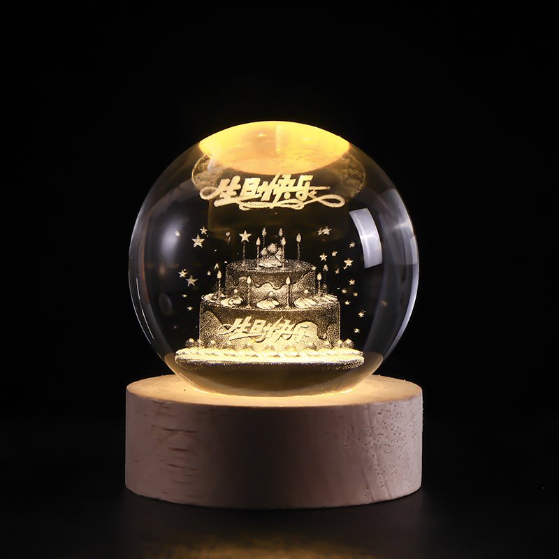 Wholesale Night Light 60mm 3d Interior Crystal Ornament Small Crystal Ball Luminous Night Light Ball With USB