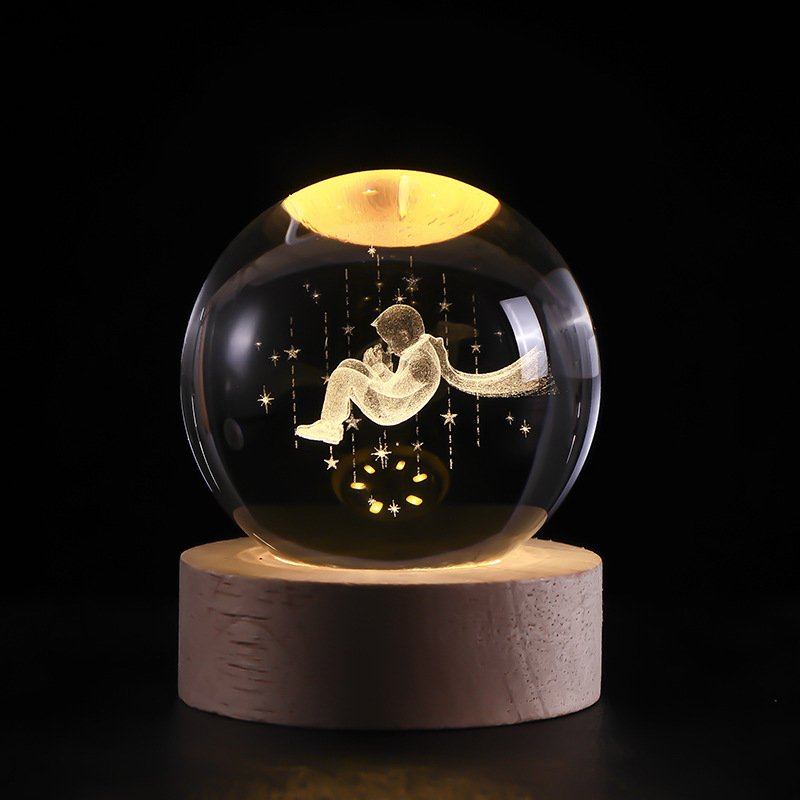 Wholesale Night Light 60mm 3d Interior Crystal Ornament Small Crystal Ball Luminous Night Light Ball With USB
