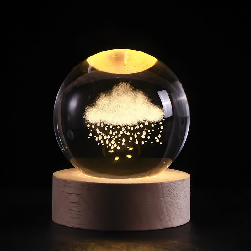 Wholesale Night Light 60mm 3d Interior Crystal Ornament Small Crystal Ball Luminous Night Light Ball With USB