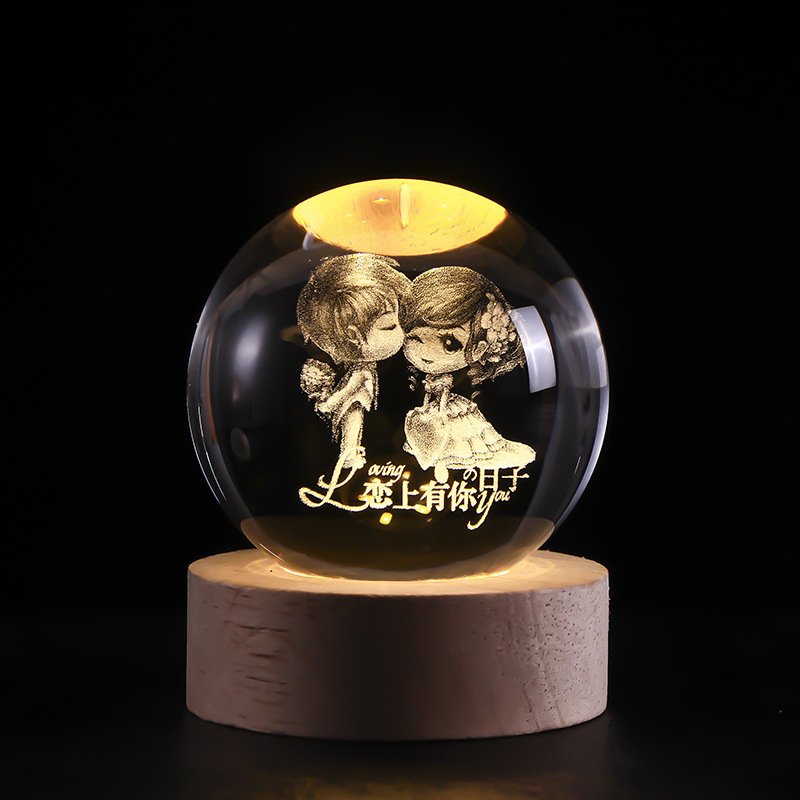 Wholesale Night Light 60mm 3d Interior Crystal Ornament Small Crystal Ball Luminous Night Light Ball With USB