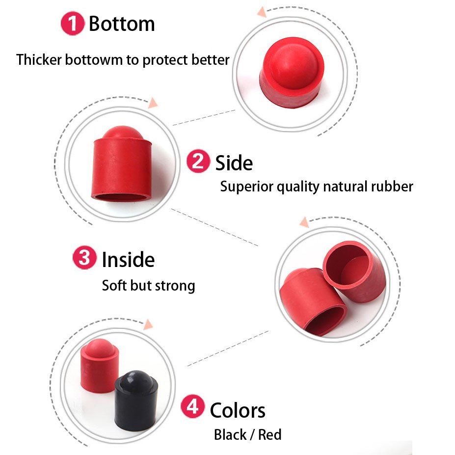 Wholesale Black/Red Rubber billiard snooker cue bottom protector For Sale