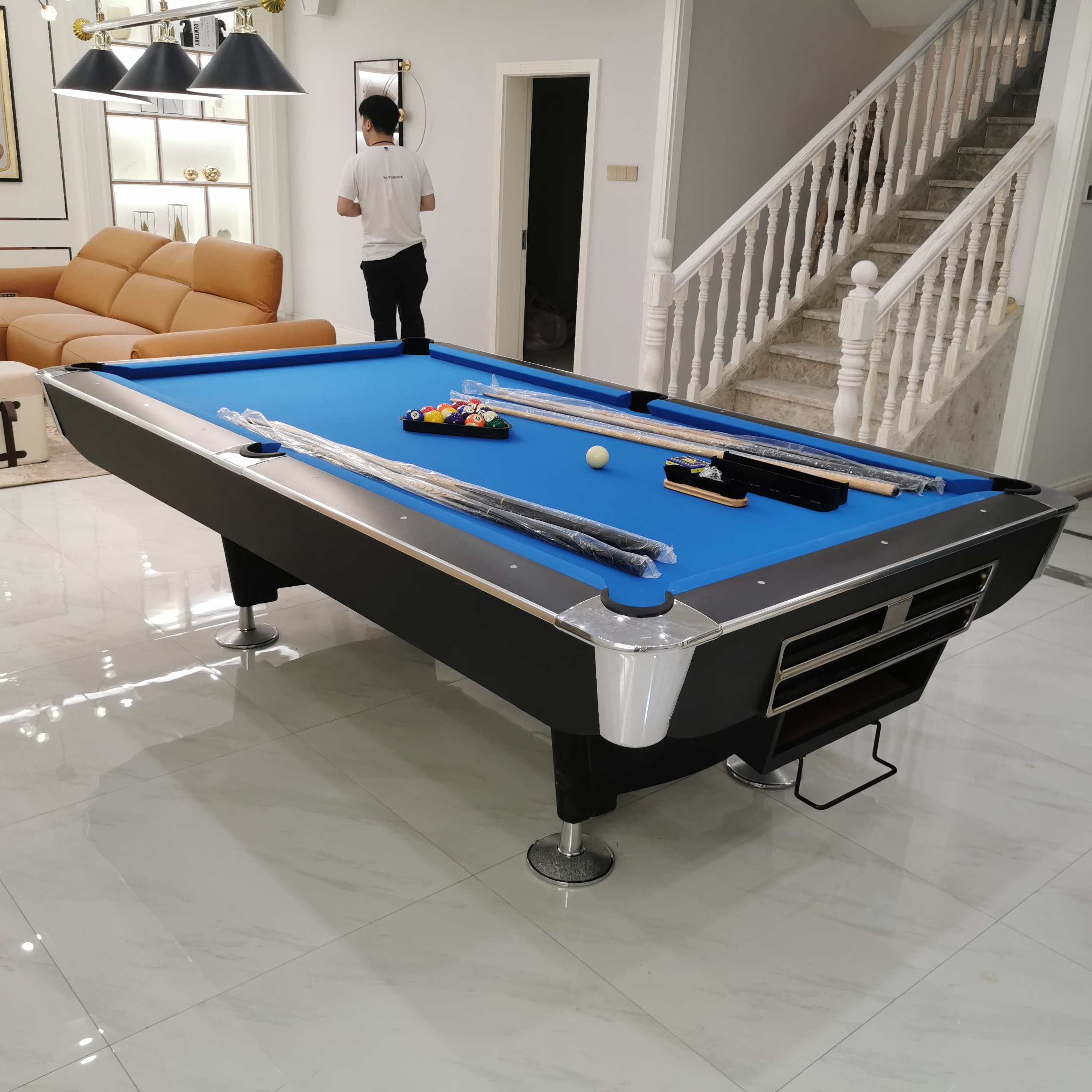 Factory direct cheap American style automatic ball return system Solid wood marble 8ft 9ft pool billiard table