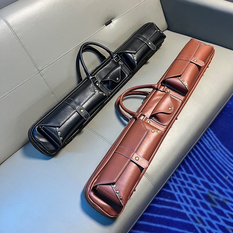 PU Billiards Club Bag Large Capacity Three Pocket Snooker Club Bag 1/2 Leather Handheld Shoulder Back Sports Nine Ball Storage