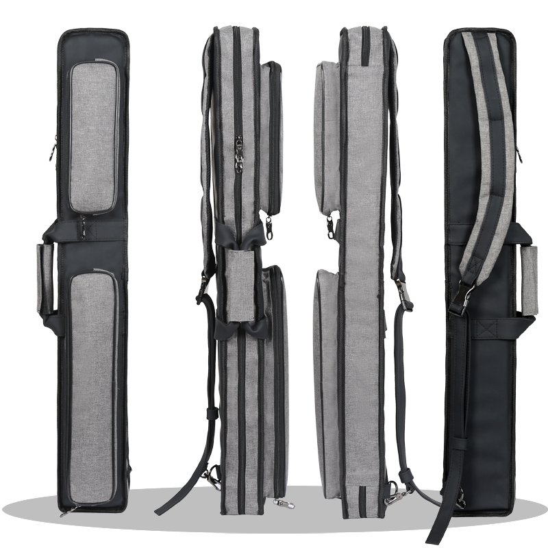 Customizable1/2 Split Pool Cue Case Bag Soft Carry Sturdy Wear Resistant Embroidery PU Leather 2 Holes/ 4Holes / 6Holes