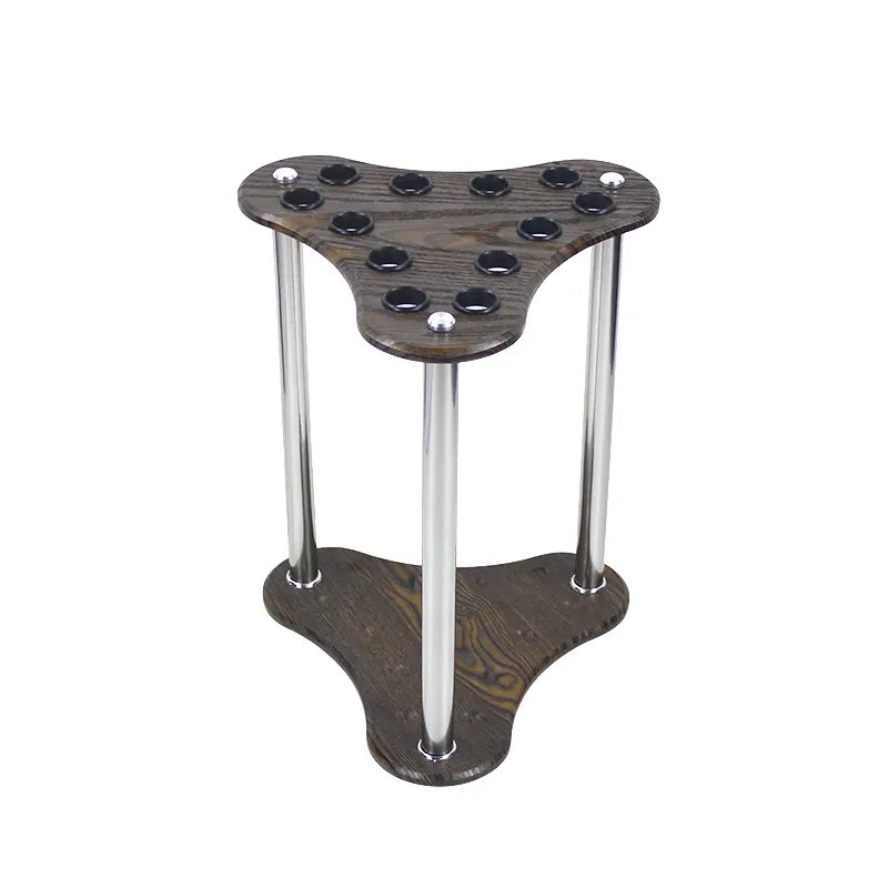 New Style Fanshaped Wooden 12 Holes Steel Tube Billiard Pool Snooker Cue Standing Rack