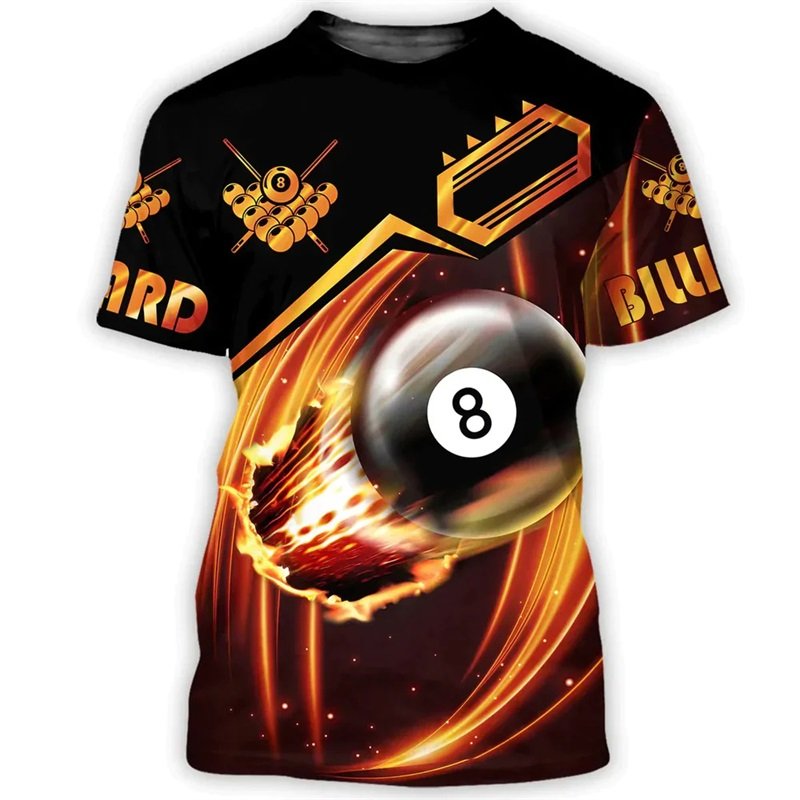 All Over Print Billiards Snooker Graphic T Shirt For Men Summer Casual Oversized Short Sleeve Personalized Tee Shirts Clothes