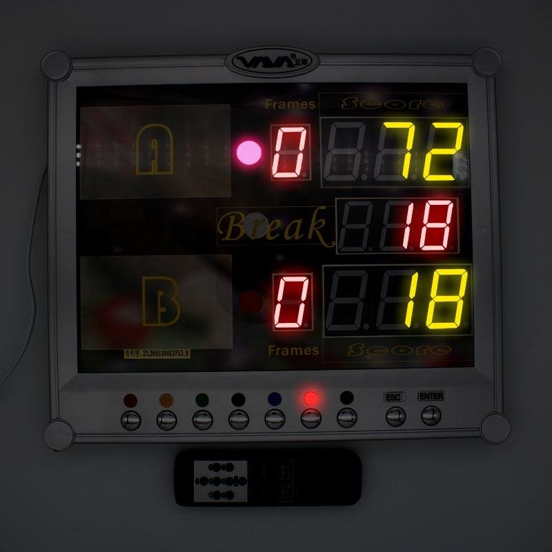 199 Scores Electronic Digital Billiard Table Sports Scoreboard with Wireless Controller for Pool/Snooker Games