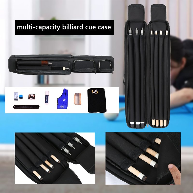 Wholesale Soft Pool Stick Case with 3 Butts 4 Shafts Double Waterproof Shoulder Straps for Snooker