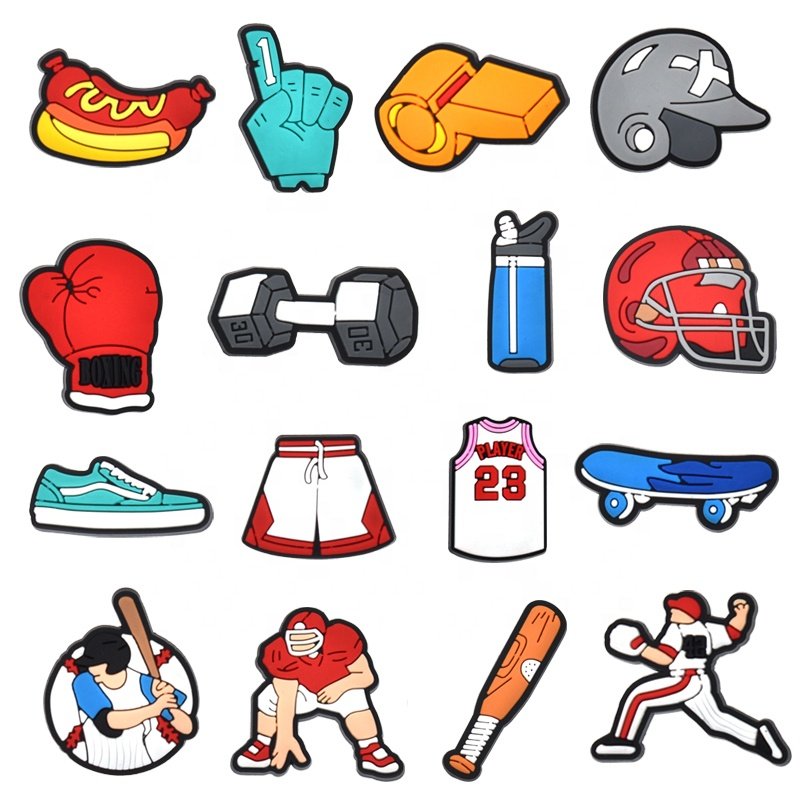 Soft PVC Shoe Decoration Charms Football Soccer Basketball Volleyball Tennis Cricket Baseball Table Tennis Rugby Shoe Charms