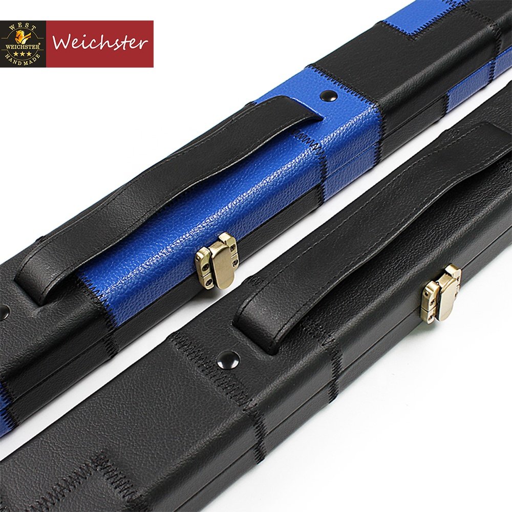 Weichster Deluxe Patch Design One 1 Piece Slimline Thin Snooker Pool Cue Hard Case 2 Color
