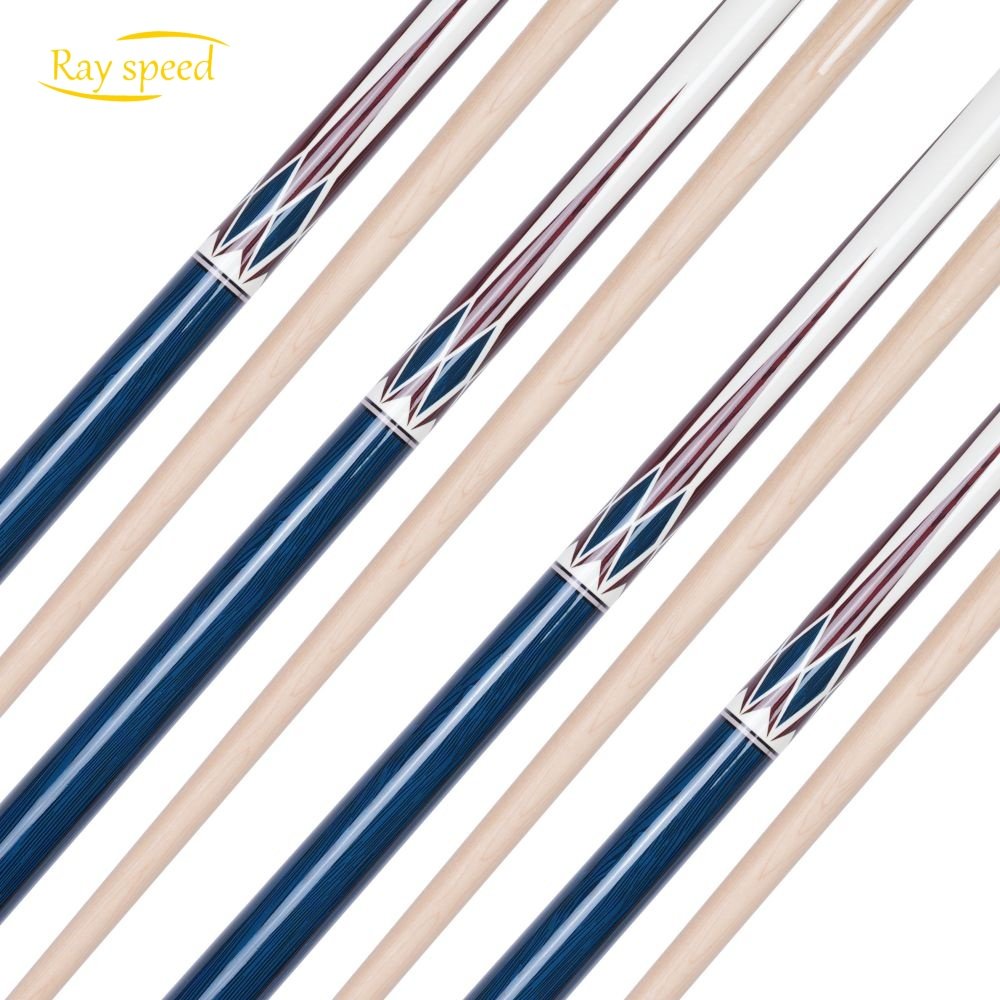 Rayspeed Hot Selling Sticker Pool Cue Hard Maple Shaft Wood Joint 11.8 mm Tip SIze 1/2 Split Cue 142 cm