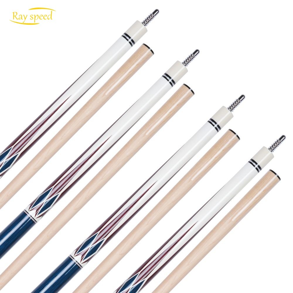 Rayspeed Hot Selling Sticker Pool Cue Hard Maple Shaft Wood Joint 11.8 mm Tip SIze 1/2 Split Cue 142 cm