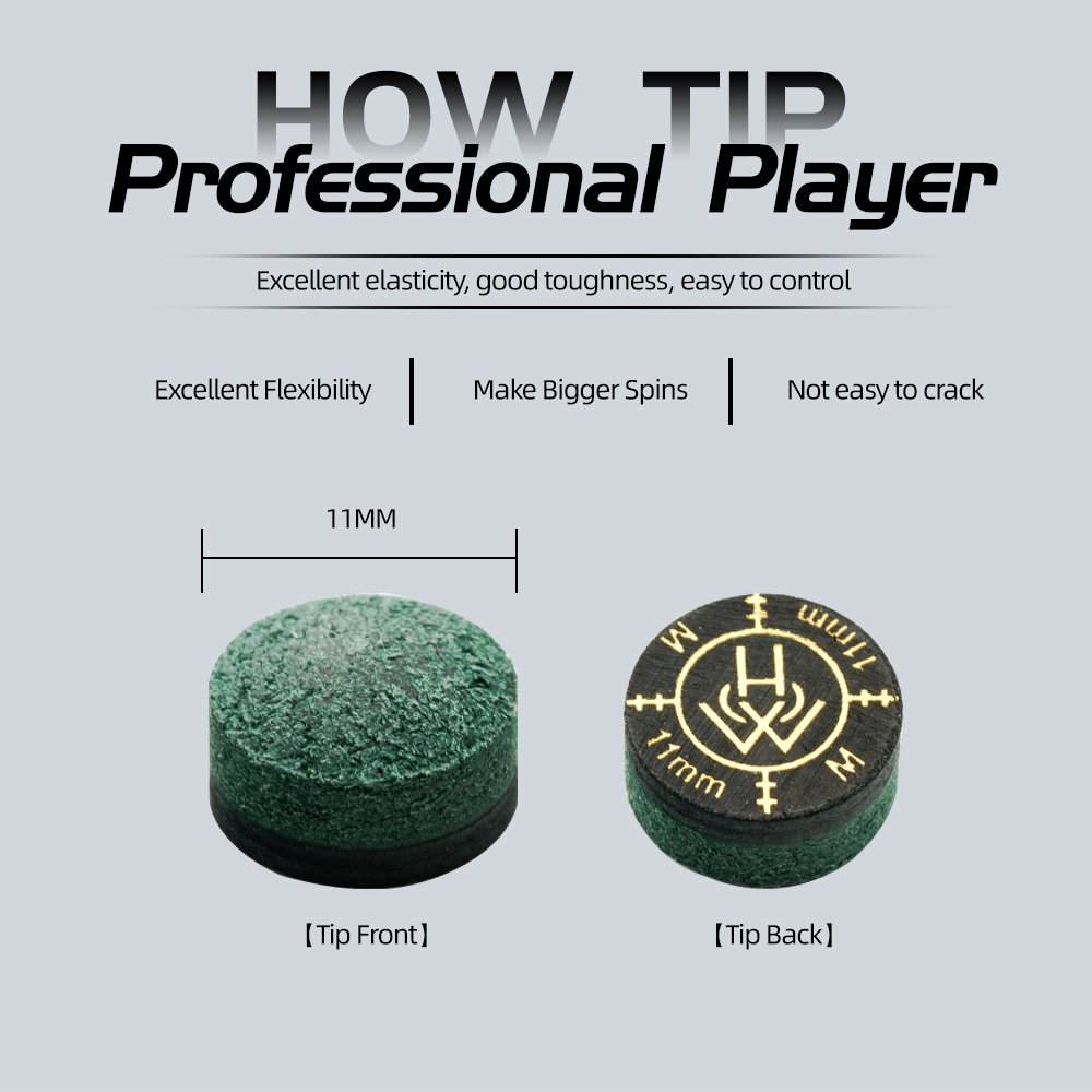 HOW Tip Aim Billiards Tip Snooker Tip 11mm MH/M/H Elasticity Professional Snooker Tip