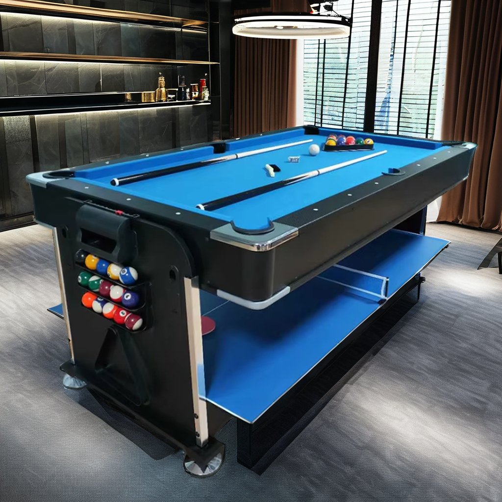 New 9ft Solid Wood French Pool Table Cue Green Cloth Rubber Cushion Leather Custom Marble Ball Return Sports Billiard Table