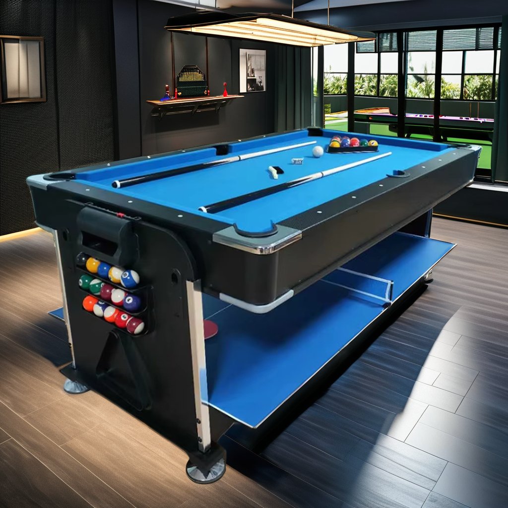 New 9ft Solid Wood French Pool Table Cue Green Cloth Rubber Cushion Leather Custom Marble Ball Return Sports Billiard Table