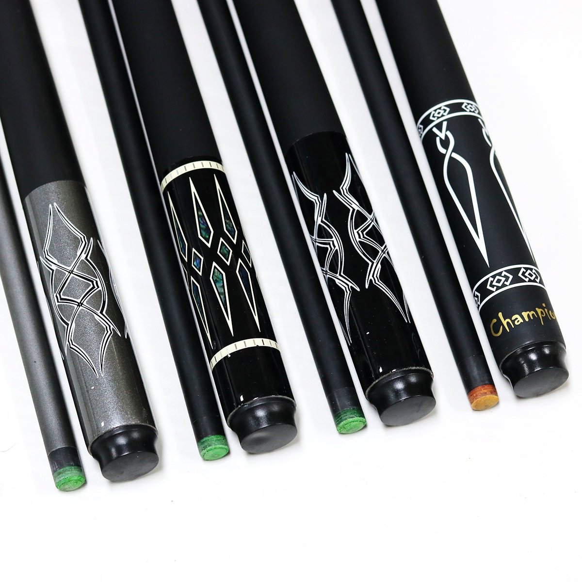 Billiard 1/2-pc Carbon Fiber Pool Cue Sticks 12.5 MM Tips 58" Length For Pool Table Game