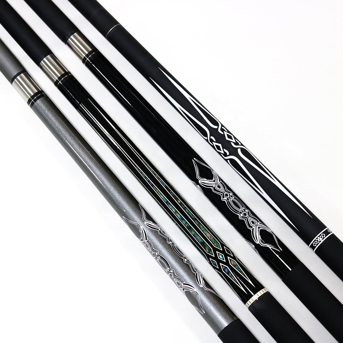 Billiard 1/2-pc Carbon Fiber Pool Cue Sticks 12.5 MM Tips 58" Length For Pool Table Game