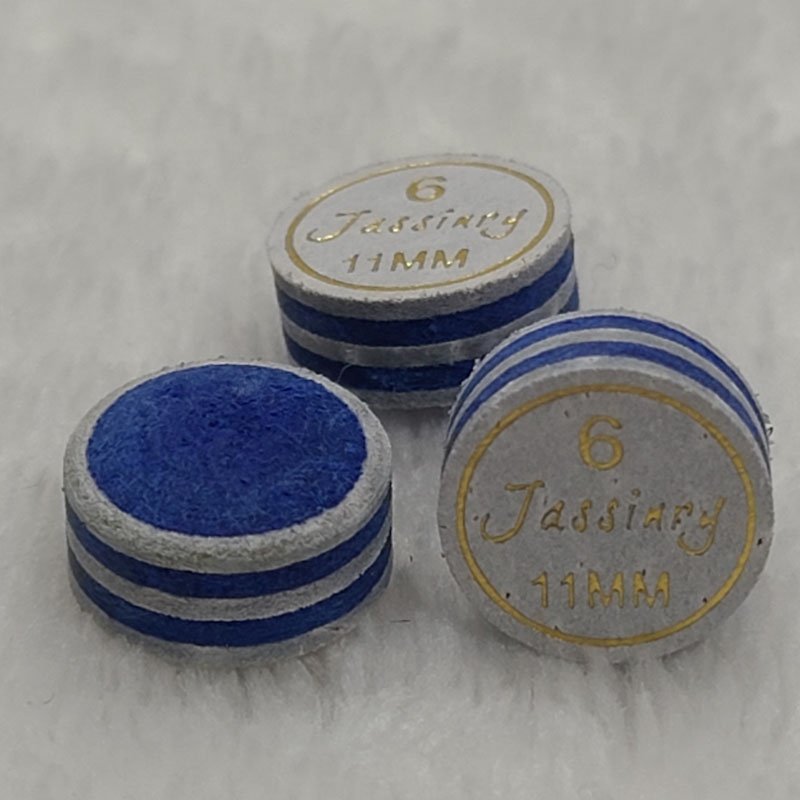 Jassinry colorful 11mm white and blue Pool cue tips 6layers pigskin free hardness billiard snooker tips Billiard accessories