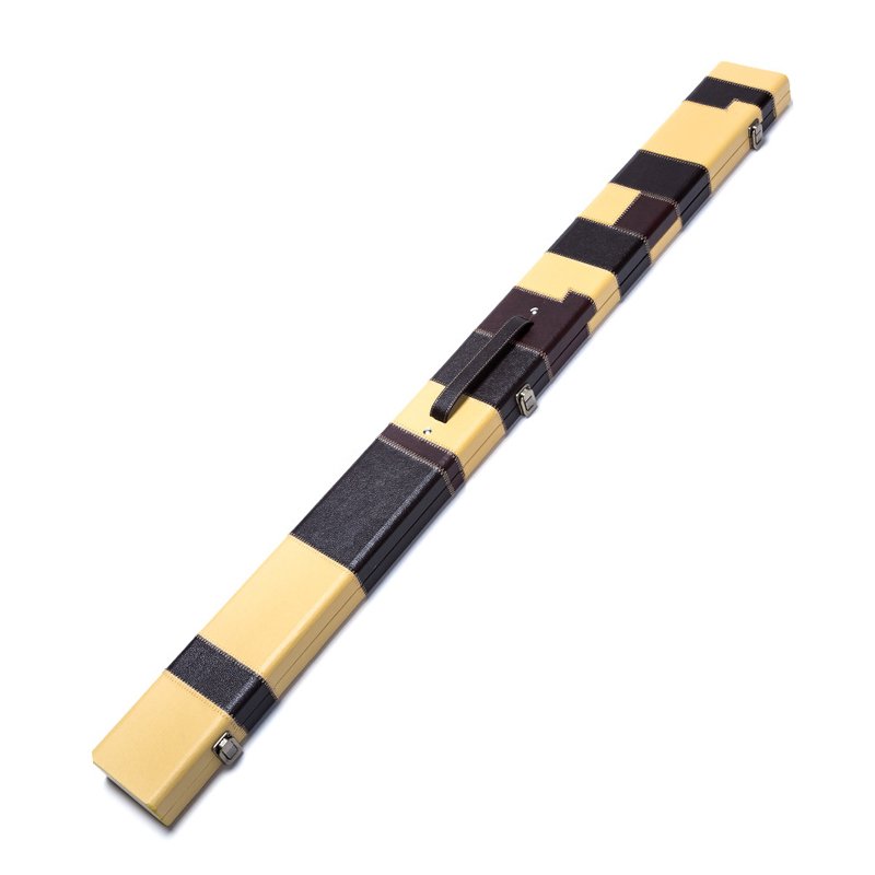 High quality pu leather billiard 3/4 Snooker billiards three-slot rod box solid color parquetry pool cue hard wood cases.