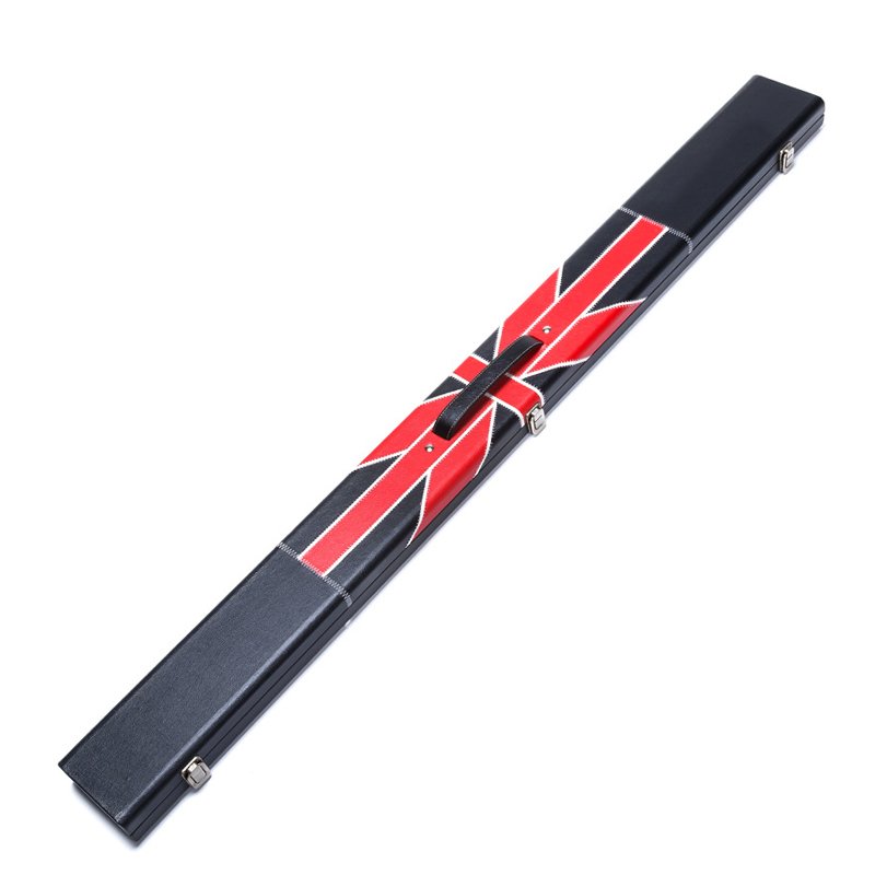 High quality pu leather billiard 3/4 Snooker billiards three-slot rod box solid color parquetry pool cue hard wood cases.