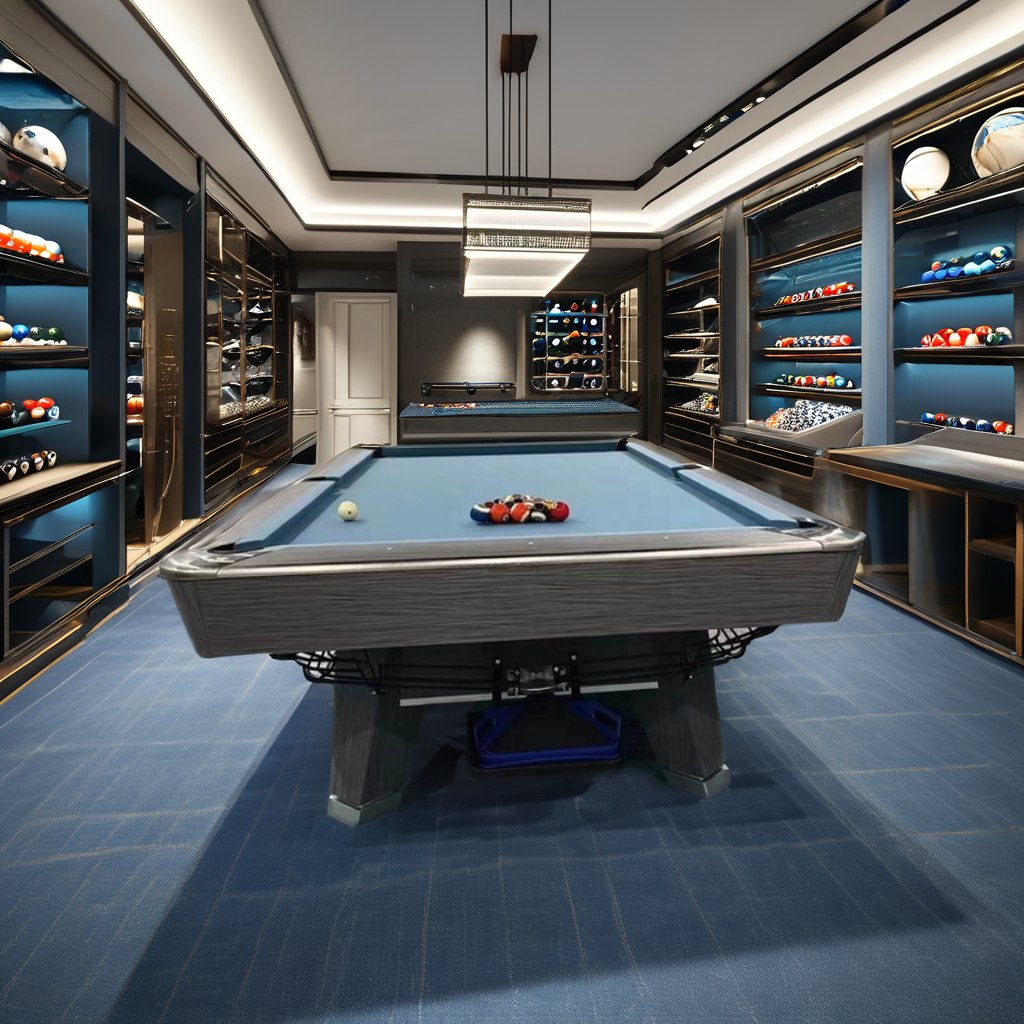 Indoor Entertainment Table Sports High Blue Slate Pool Table with Plastic Pocket New Nine-Pocket Design for Snooker Fans