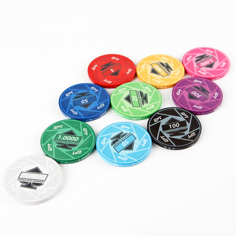 100pcs 300pcs 500pcs 39mm Ceramic EPT Texas Poker Chips Gambling Game Chips Poker Set With Aluminum box