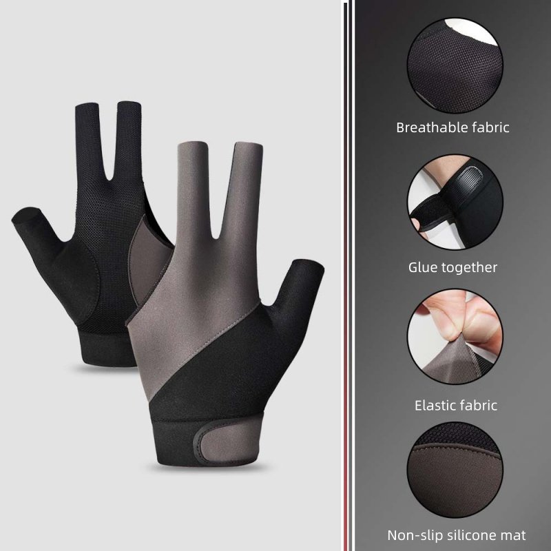Professional billiard gloves, wear-resistant, breathable, three-finger exposed, anti-slip cue competition gloves