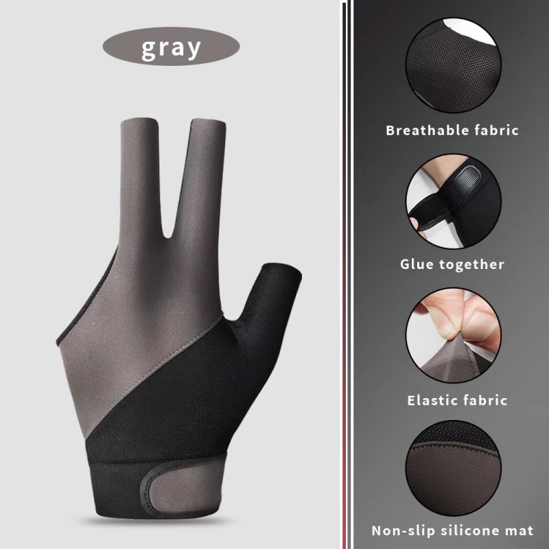 Professional billiard gloves, wear-resistant, breathable, three-finger exposed, anti-slip cue competition gloves