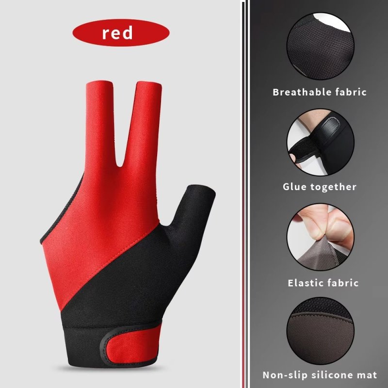 Professional billiard gloves, wear-resistant, breathable, three-finger exposed, anti-slip cue competition gloves