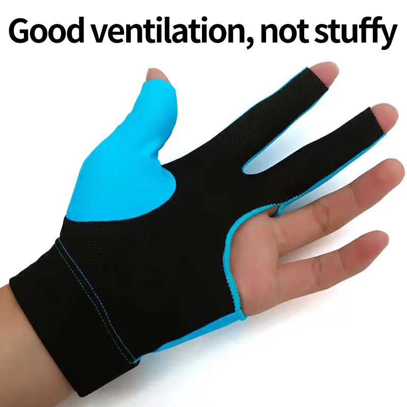 Whosale Summer Non-Slip Billiard Gloves 3 Finger Billiard Cue Gloves Black Red Blue Training Snooker Billiard Gloves For Unisex