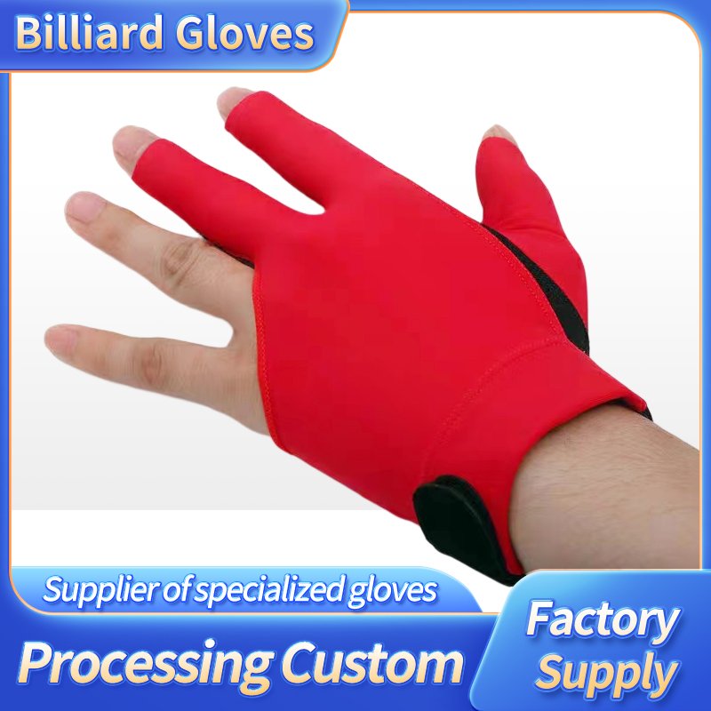 Whosale Summer Non-Slip Billiard Gloves 3 Finger Billiard Cue Gloves Black Red Blue Training Snooker Billiard Gloves For Unisex