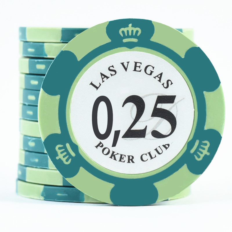 0,25 25 Cents Las Vegas Crown High Quality Professional 14g 14 gram Casino Token Cheap Clay Texas Hold'em Poker Chips For Sales