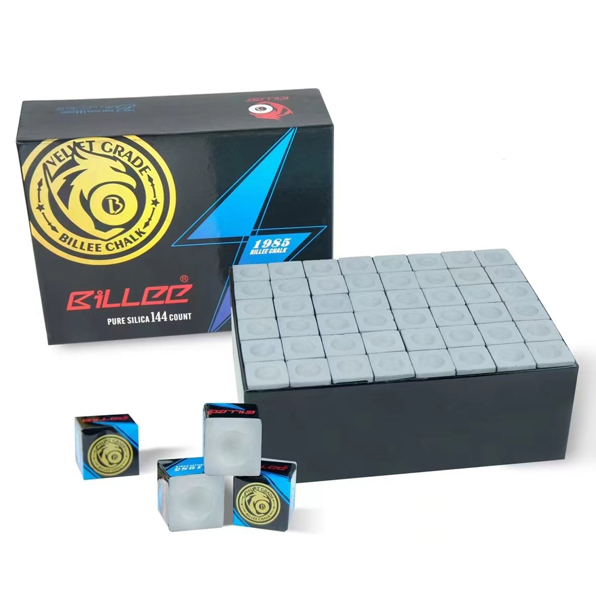 Evenly powdered 8A high quality BILLEE high-end snooker/billiards chalk 144 pieces/box special price