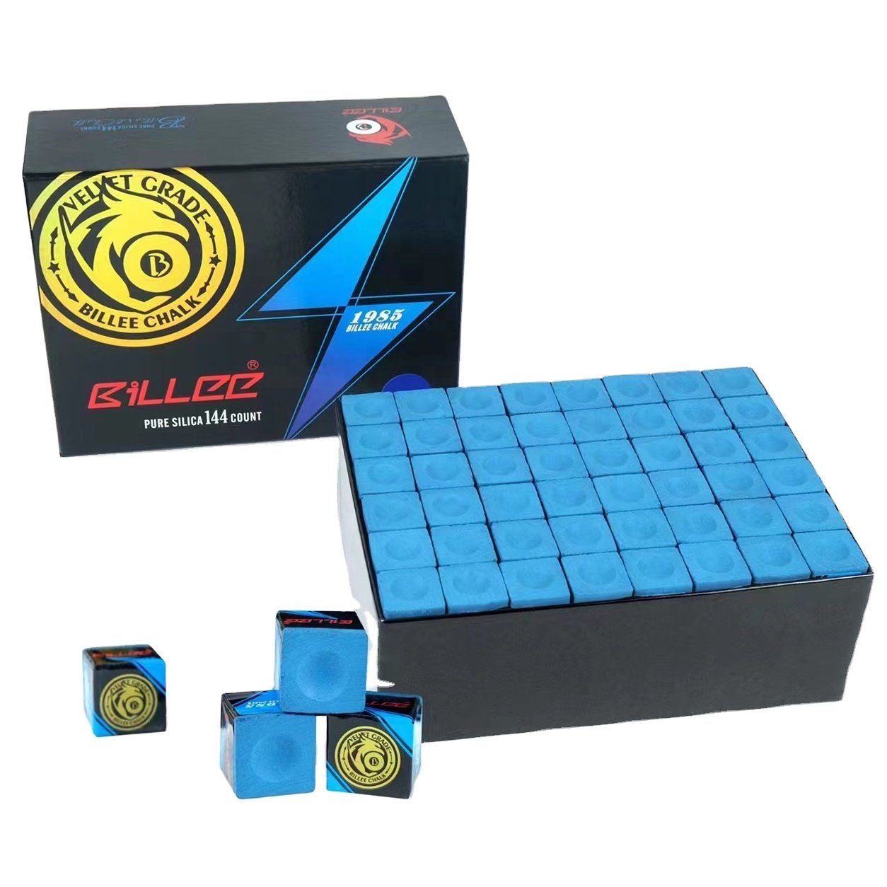 Evenly powdered 8A high quality BILLEE high-end snooker/billiards chalk 144 pieces/box special price