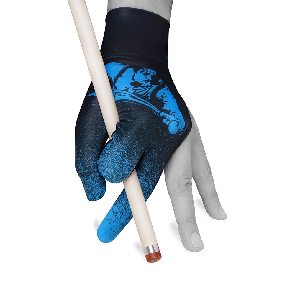 Blue Color with Sublimation Billiards Sports Gloves Non Slip Pad 3 Fingers Pool Cue Snooker Gloves For Left or Right Hand