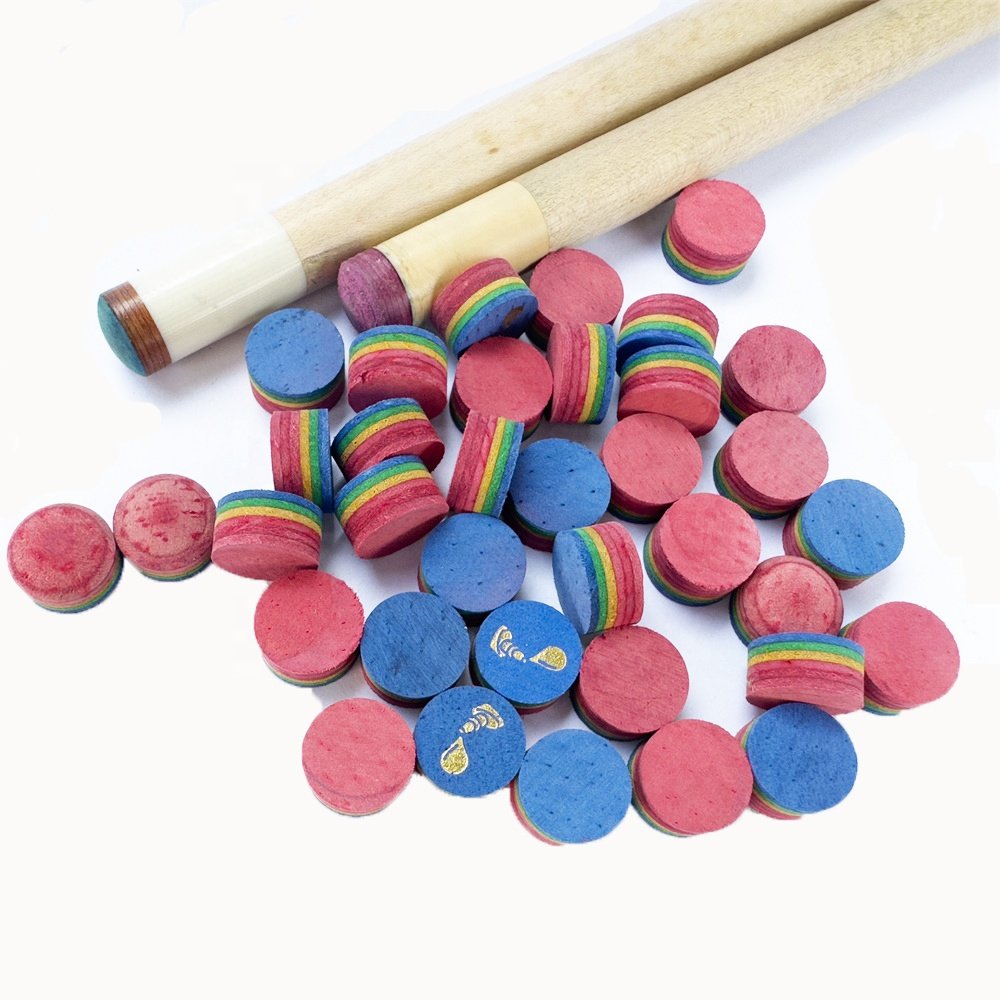 Cheap Rainbow colors 9-14mm 6 layers Billiard / Pool / Snooker Cue Tip for Billiard Cue Sticks