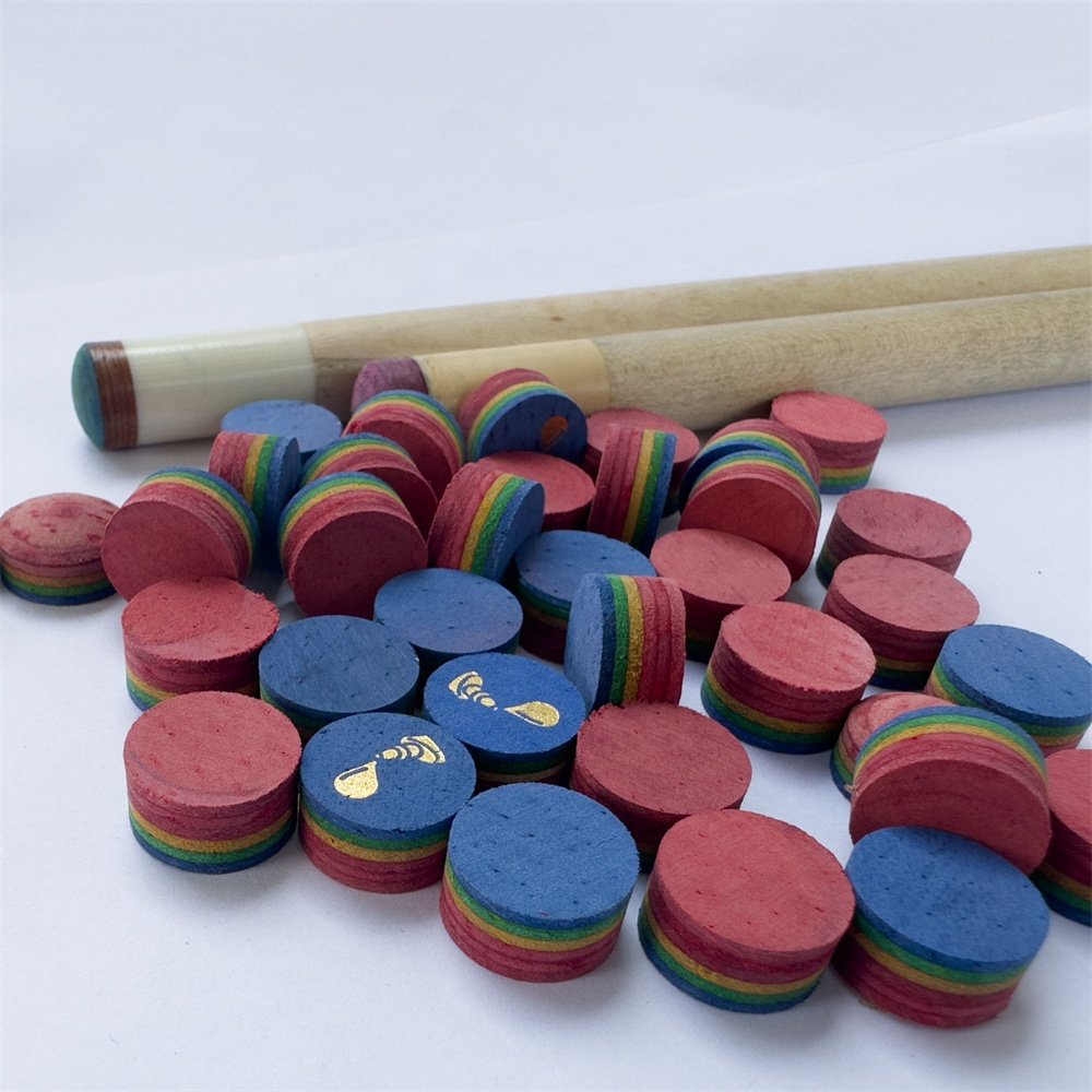 Cheap Rainbow colors 9-14mm 6 layers Billiard / Pool / Snooker Cue Tip for Billiard Cue Sticks