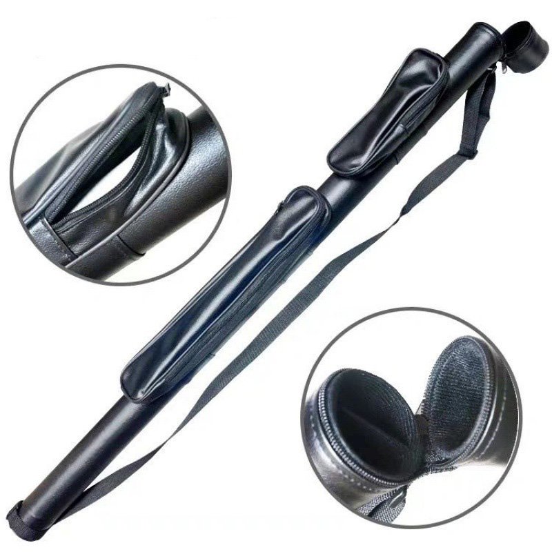Wholesale Round Black Billiard Cue Bag 1/2 Billiard Cue Holder Carrying Bag Carom Pool Cue Case Billiards Accessories