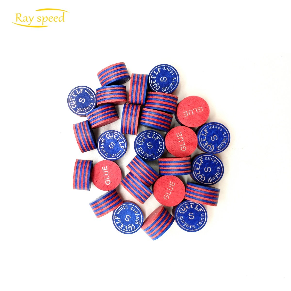 Rayspeed 8 Multi Layers Leather Colorful Popular Selling Pool Cue Tips 14mm Billiard Snooker Cue Accessories Tips