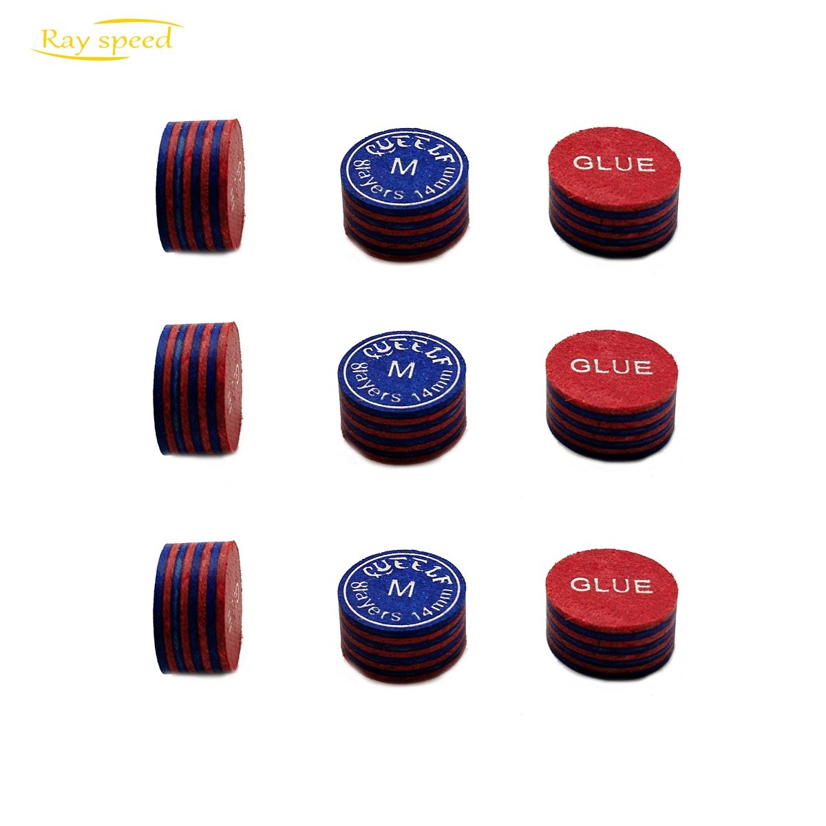 Rayspeed 8 Multi Layers Leather Colorful Popular Selling Pool Cue Tips 14mm Billiard Snooker Cue Accessories Tips