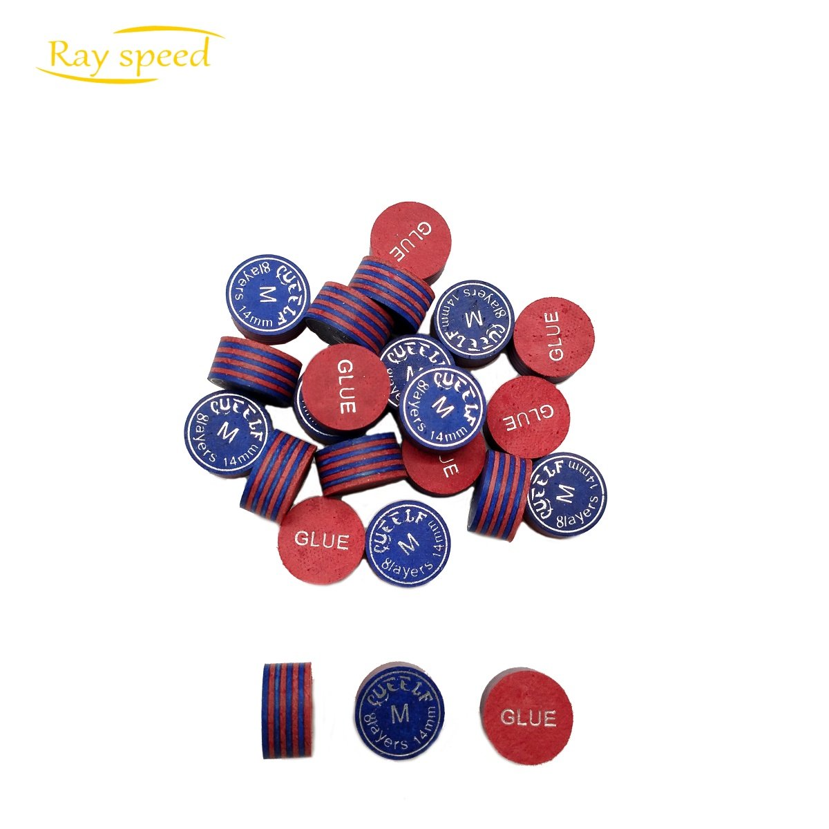 Rayspeed 8 Multi Layers Leather Colorful Popular Selling Pool Cue Tips 14mm Billiard Snooker Cue Accessories Tips