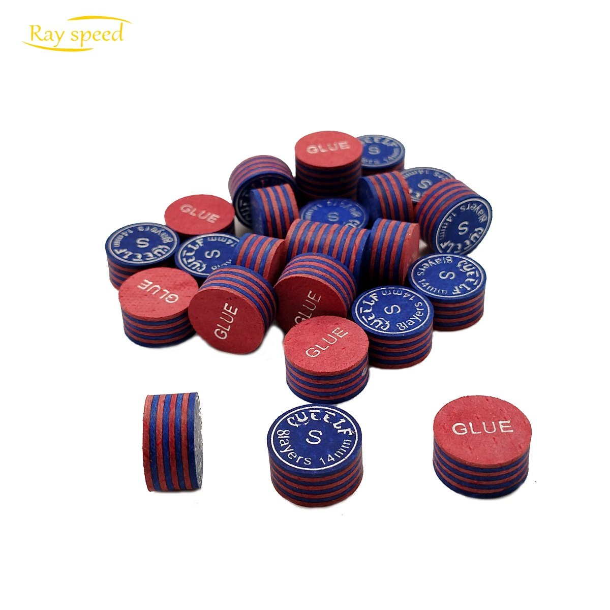 Rayspeed 8 Multi Layers Leather Colorful Popular Selling Pool Cue Tips 14mm Billiard Snooker Cue Accessories Tips